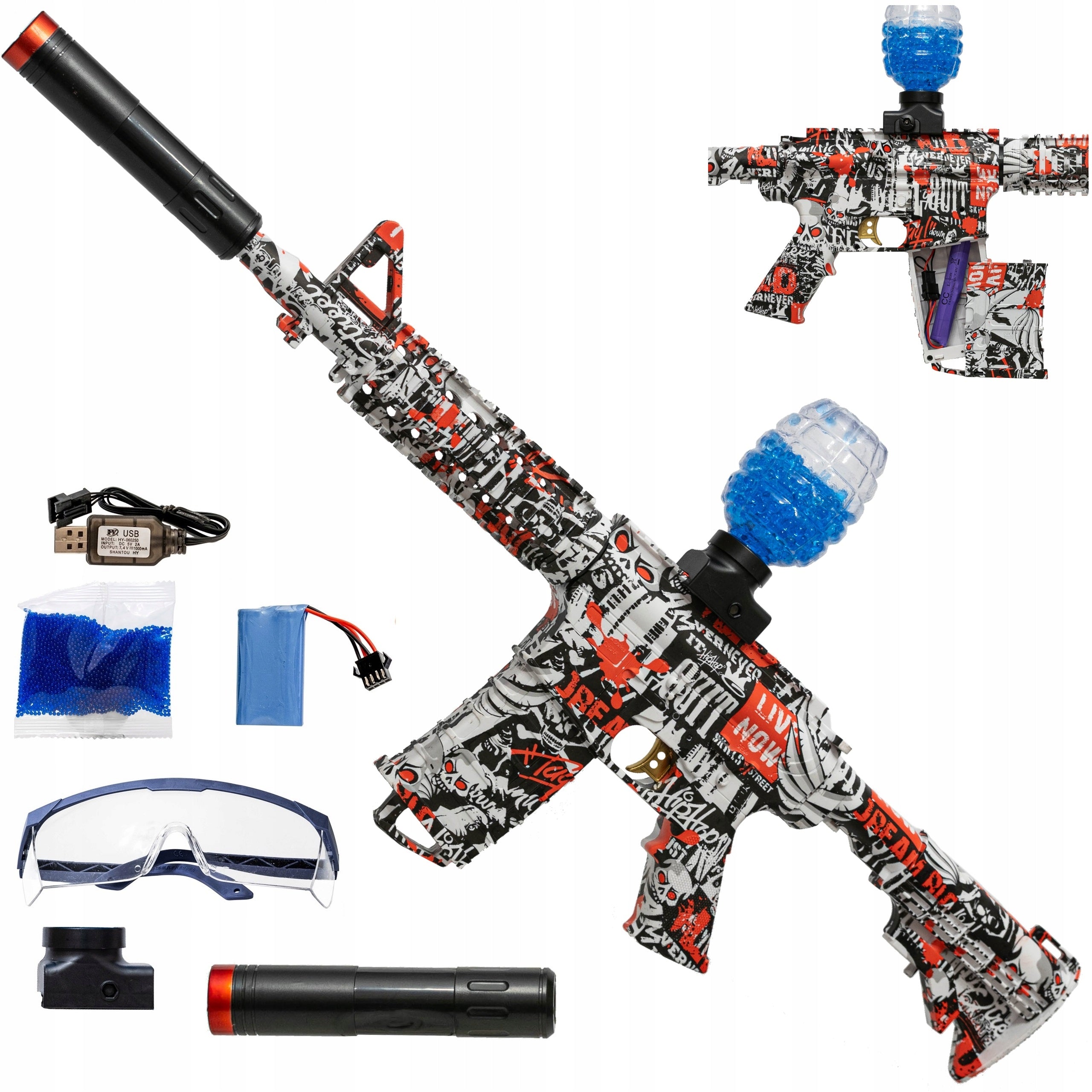 WATER GEL BALL GUN RIFLE AUTOMATIC SAFE LARGE SET