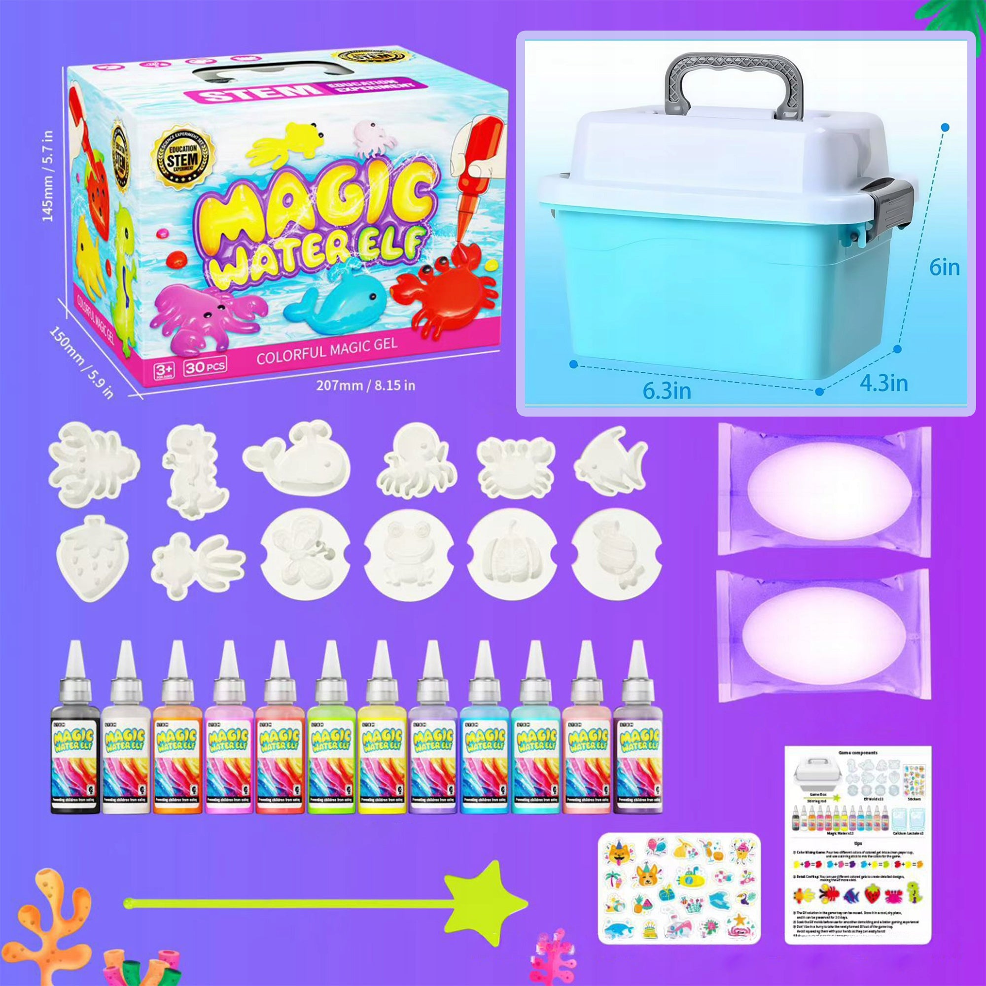 WATER GEL FIGURINES MAGIC SET DIY AQUA GEL 12 GELS FOR BABY Packaging status original