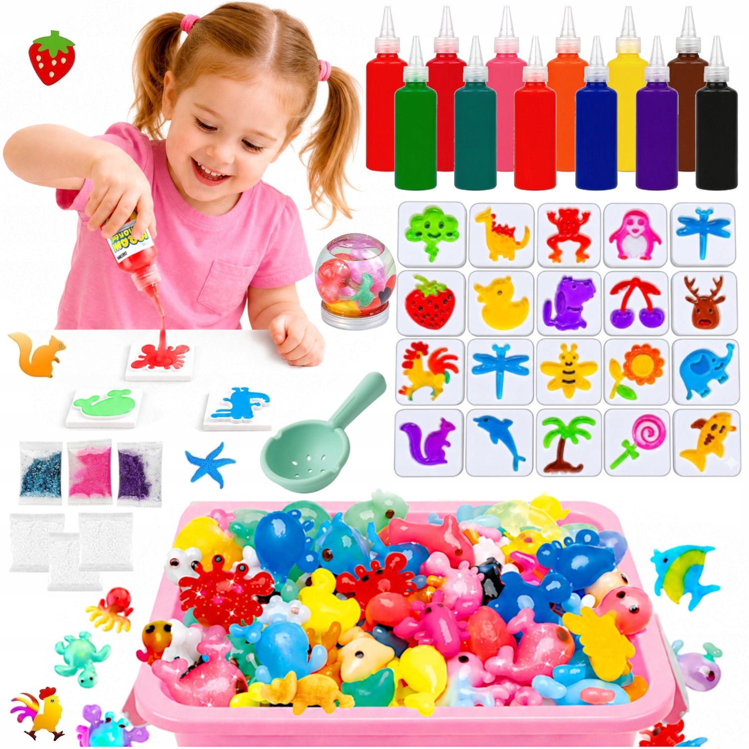 WATER GEL MAGIC GEL WATER FIGURINES SET OF COLORFUL 12 GELS FOR CHILDREN