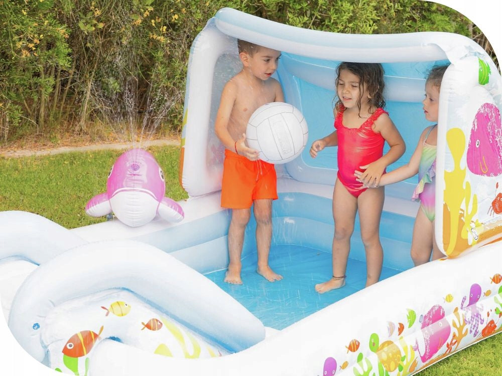 WATER PLAYGROUND FOR CHILDREN AQUARIUM INTEX SHOWER TRAY WITH VISOR 229x147x107 Height 107 cm