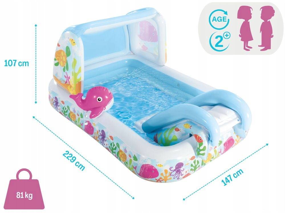 WATER PLAYGROUND FOR CHILDREN AQUARIUM INTEX SHOWER TRAY WITH VISOR 229x147x107 Product width 147 cm