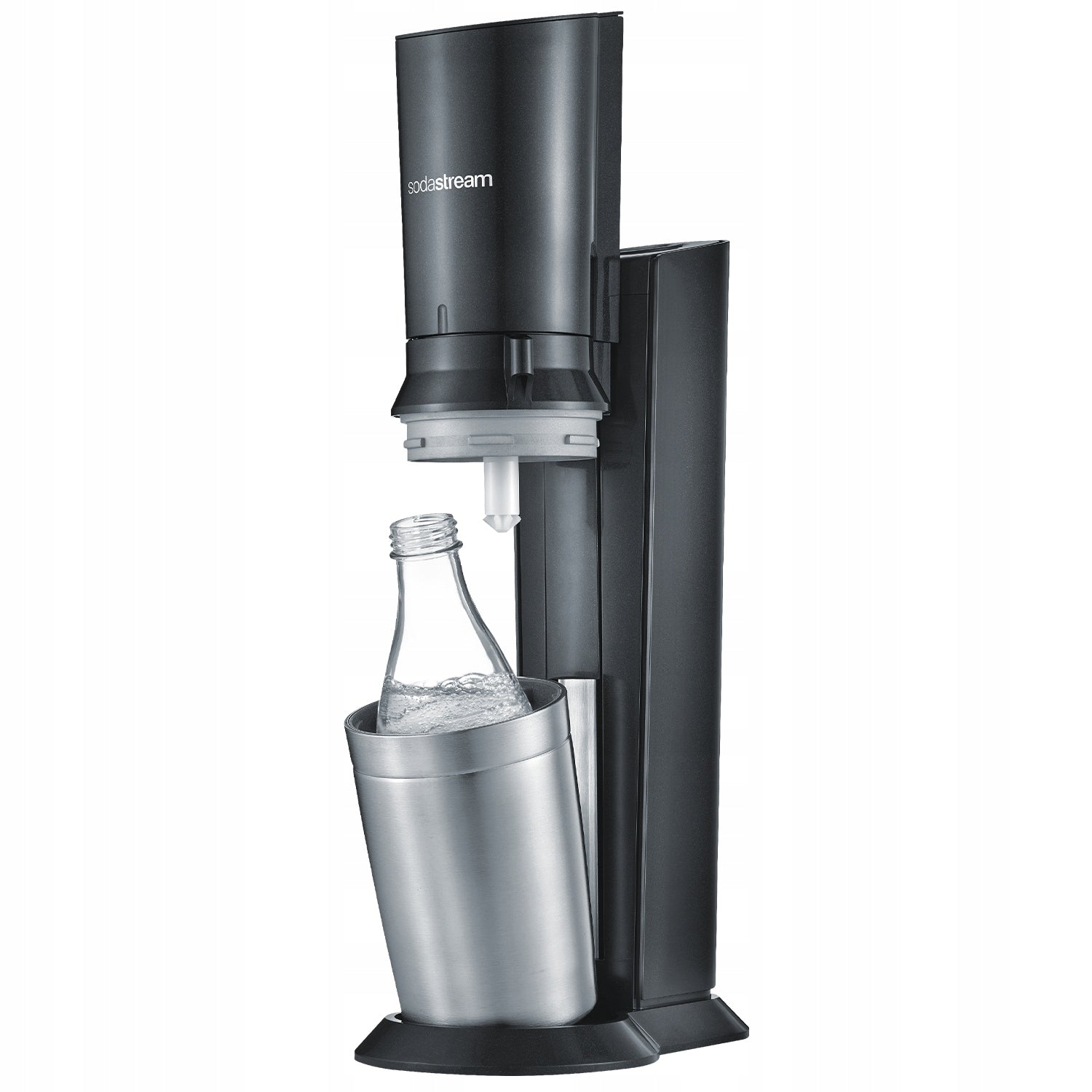 WATER SATURATOR SODASTREAM CRYSTAL + CO2 CARTRIDGE + GLASS CARAFE BOTTLE Dominant color silver/gray