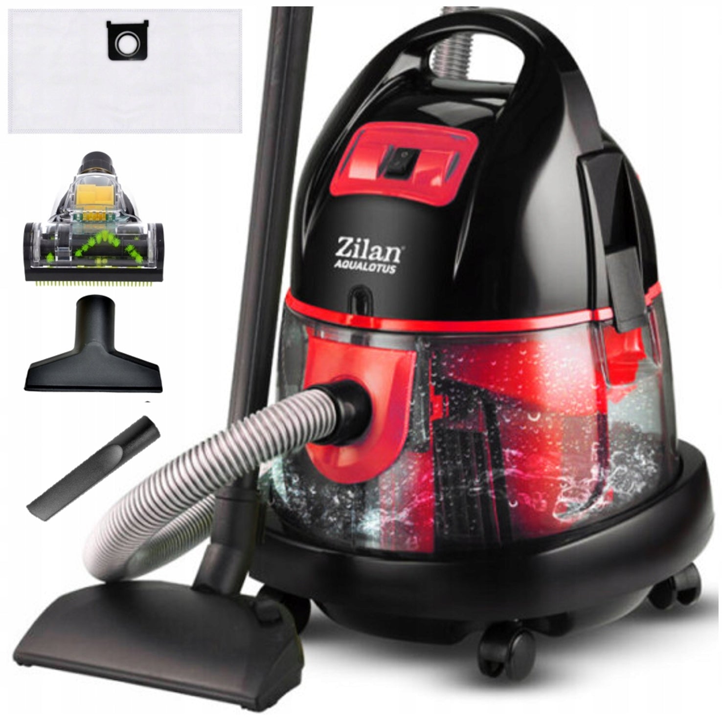 WATER VACUUM CLEANER MEGA POWER BLOWING TURBO BRUSH AQUA 8l BAGLESS 2000W