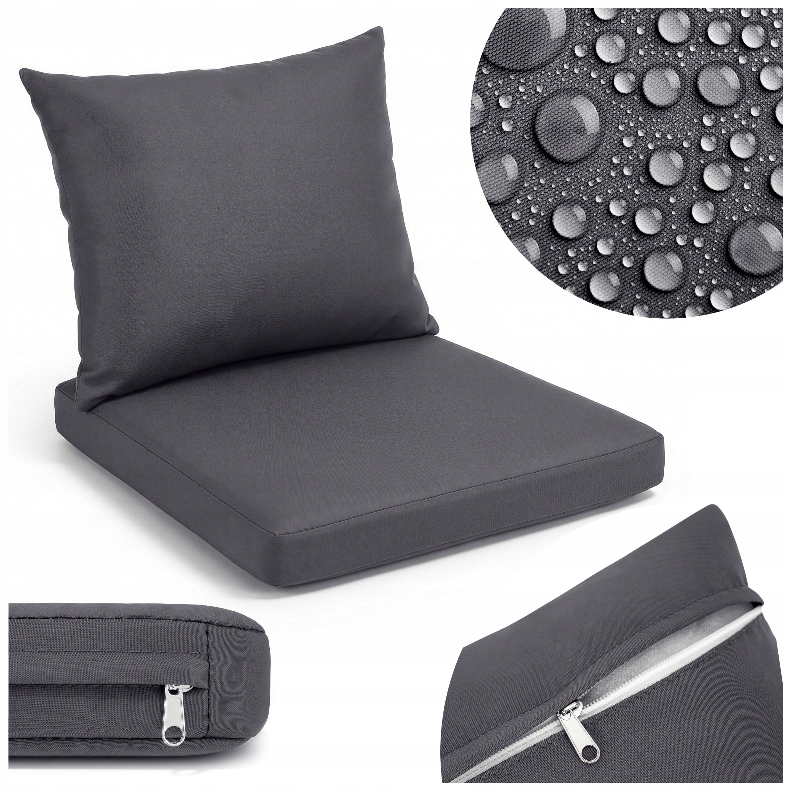 WATERPROOF CHAIR CUSHIONS GARDEN CHAIR BACKREST SEAT WITH ZIPPER