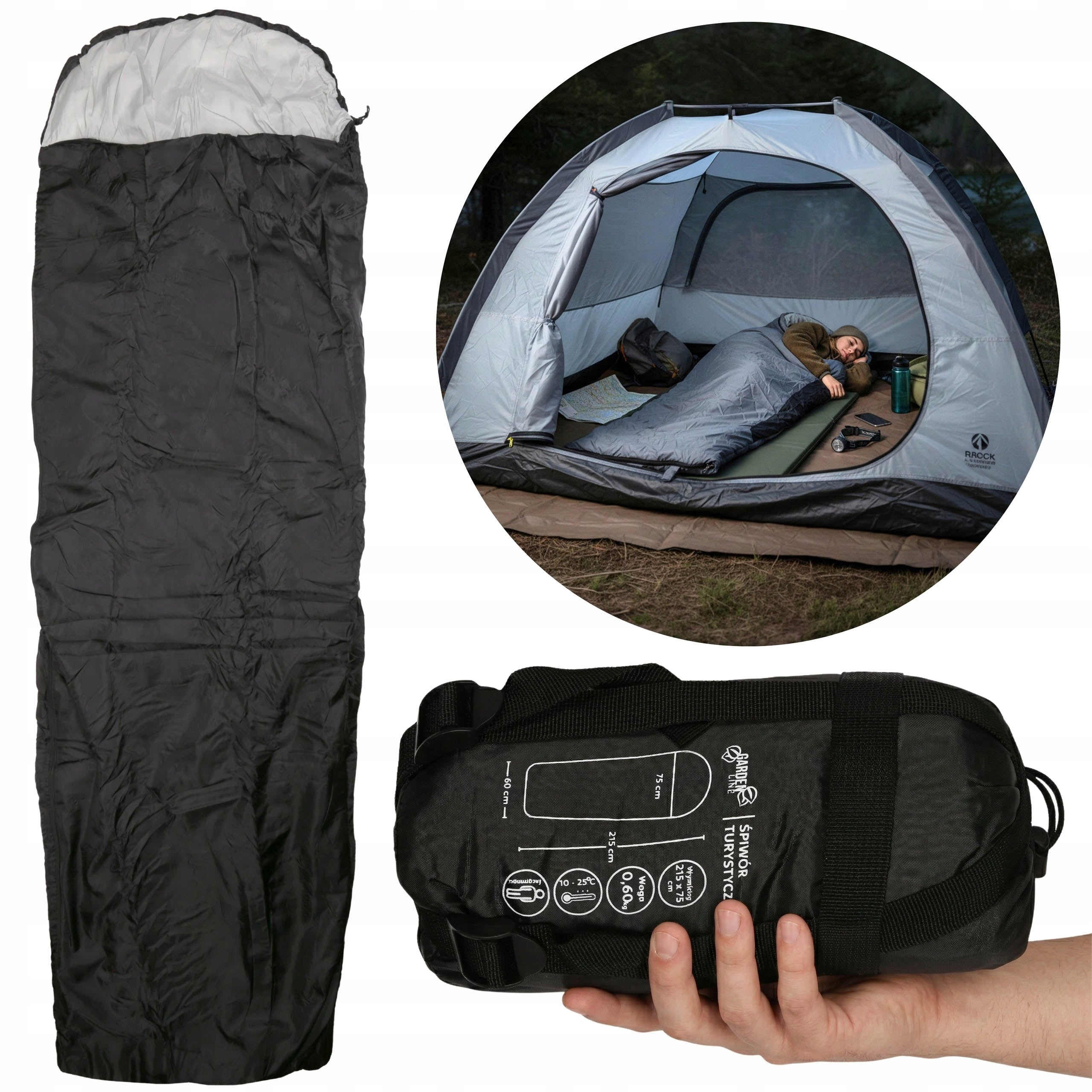 WATERPROOF HIKING Sleeping Bag, SINGLE Hooded Sleeping Bag, Lightweight