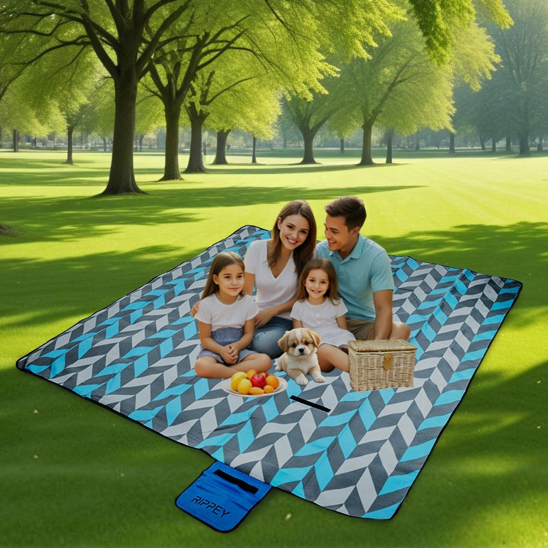 WATERPROOF PICNIC BLANKET, BEACH MAT WITH SANDY INSULATION 1C 2x2 Color blue