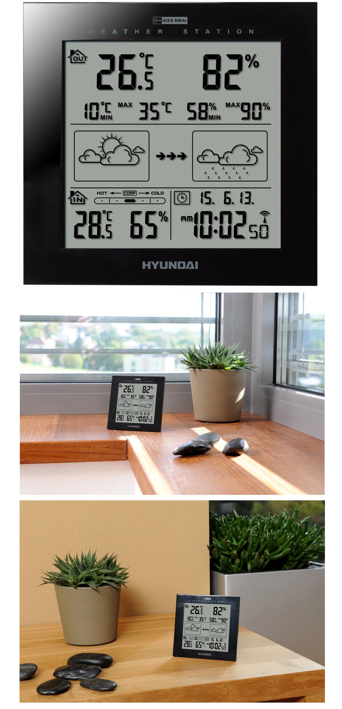 WEATHER STATION METEO DCF HYGROMETER HYUNDAI 2244B ALARM CLOCK THERMOMETER FORECAST Manufacturer code 8592417046464
