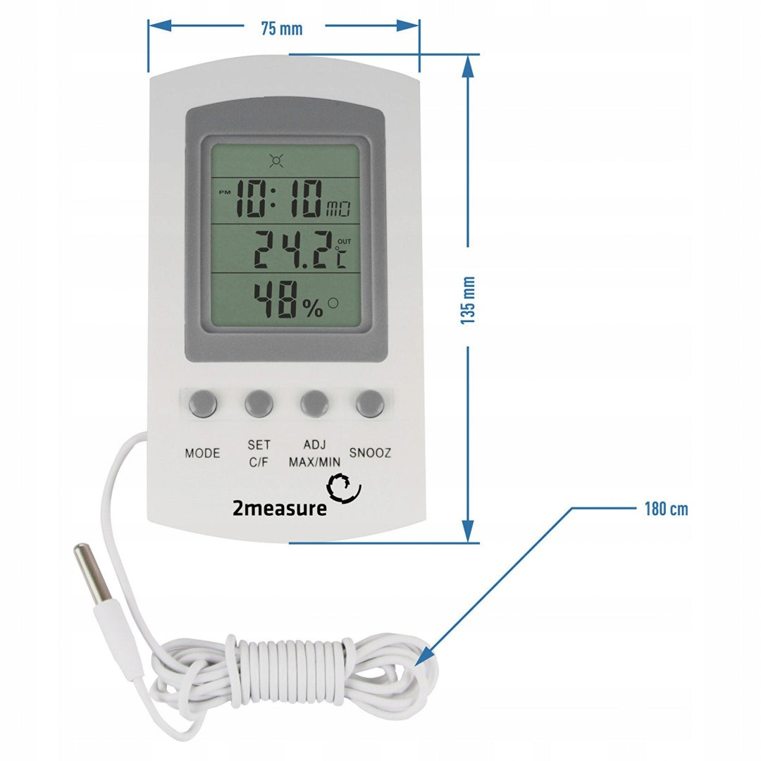 WEATHER STATION THERMOMETER HYGROMETER WITH CLOCK 170601 Brand 2measure
