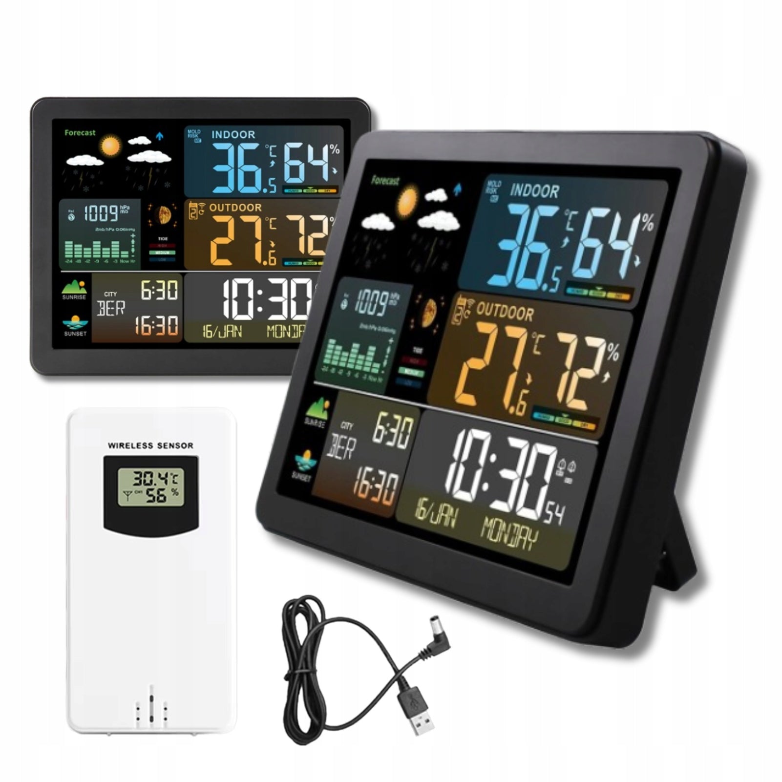 WEATHER STATION WEATHER SENSOR WIRELESS THERMOMETER METEO HYGROMETER LCD Packaging status original