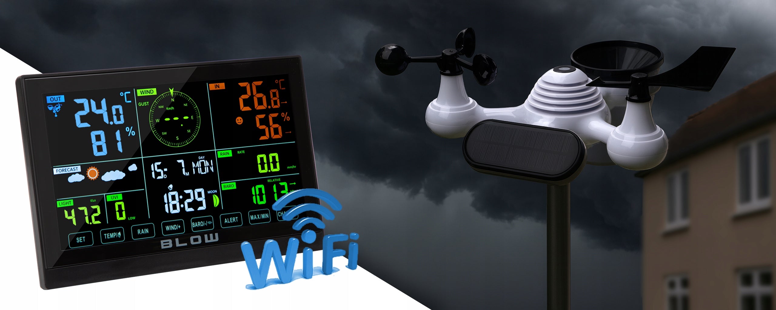 WEATHER STATION WEATHER WiFi METEO THERMOMETER HYGROMETER CLOCK ALARM + SENSOR Packaging status original