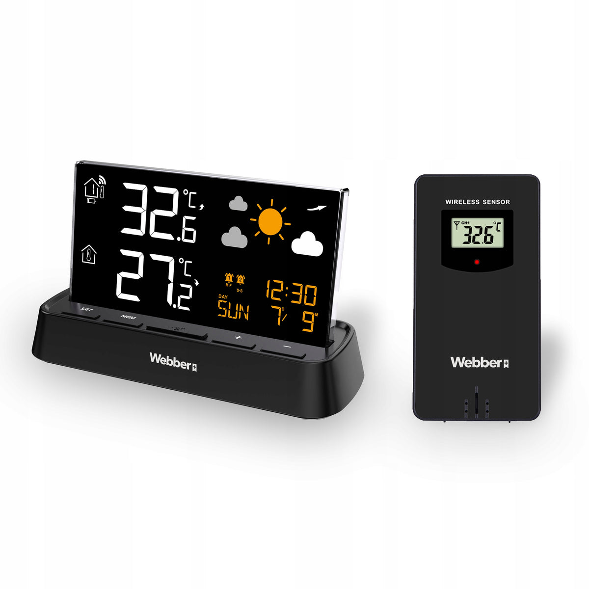 WEATHER STATION WEBBER WS206 DCF THERMOMETER EXTERNAL PRESSURE ALARM CLOCK POG Packaging status original