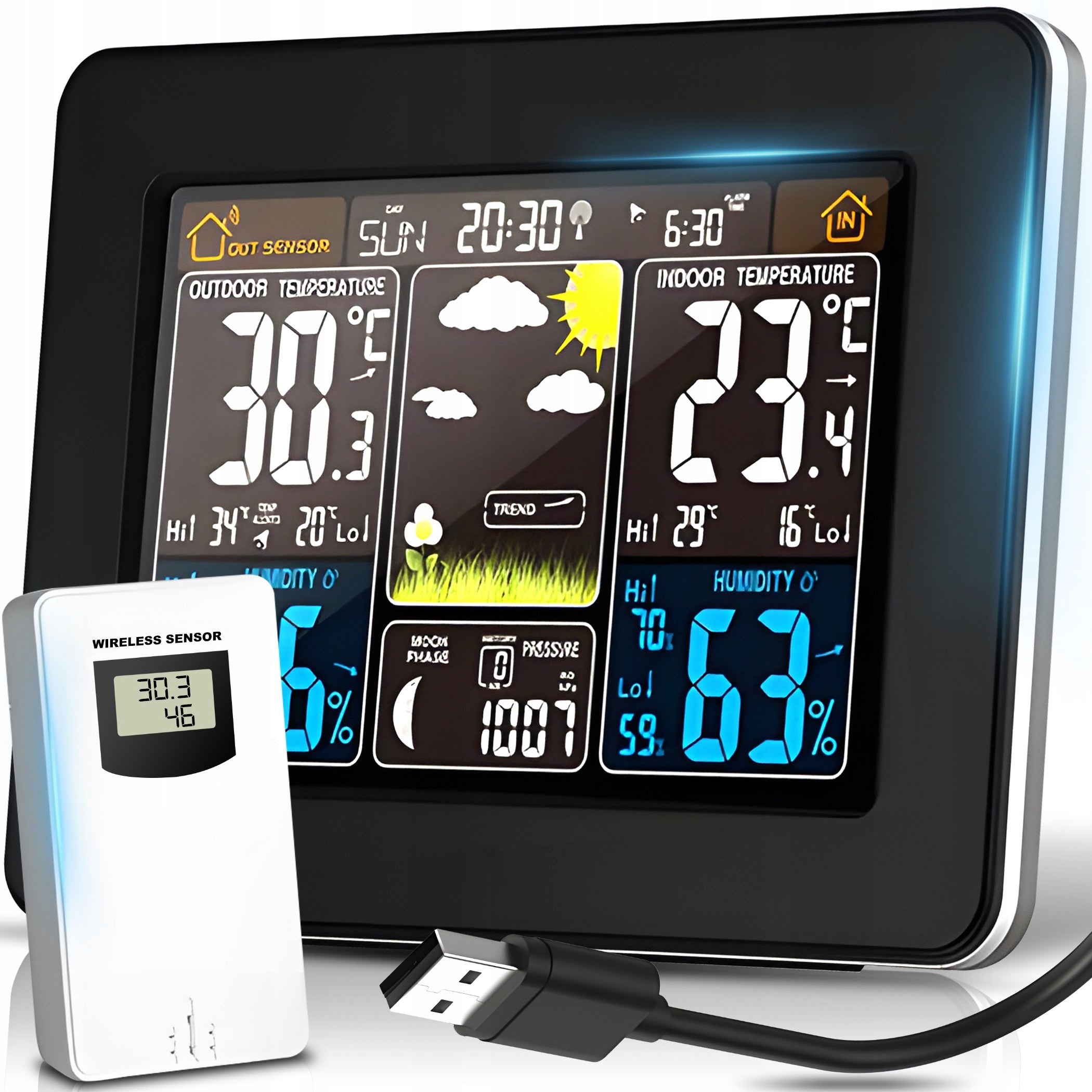WEATHER STATION WIRELESS BAROMETER HYGROMETER THERMOMETER + SENSOR