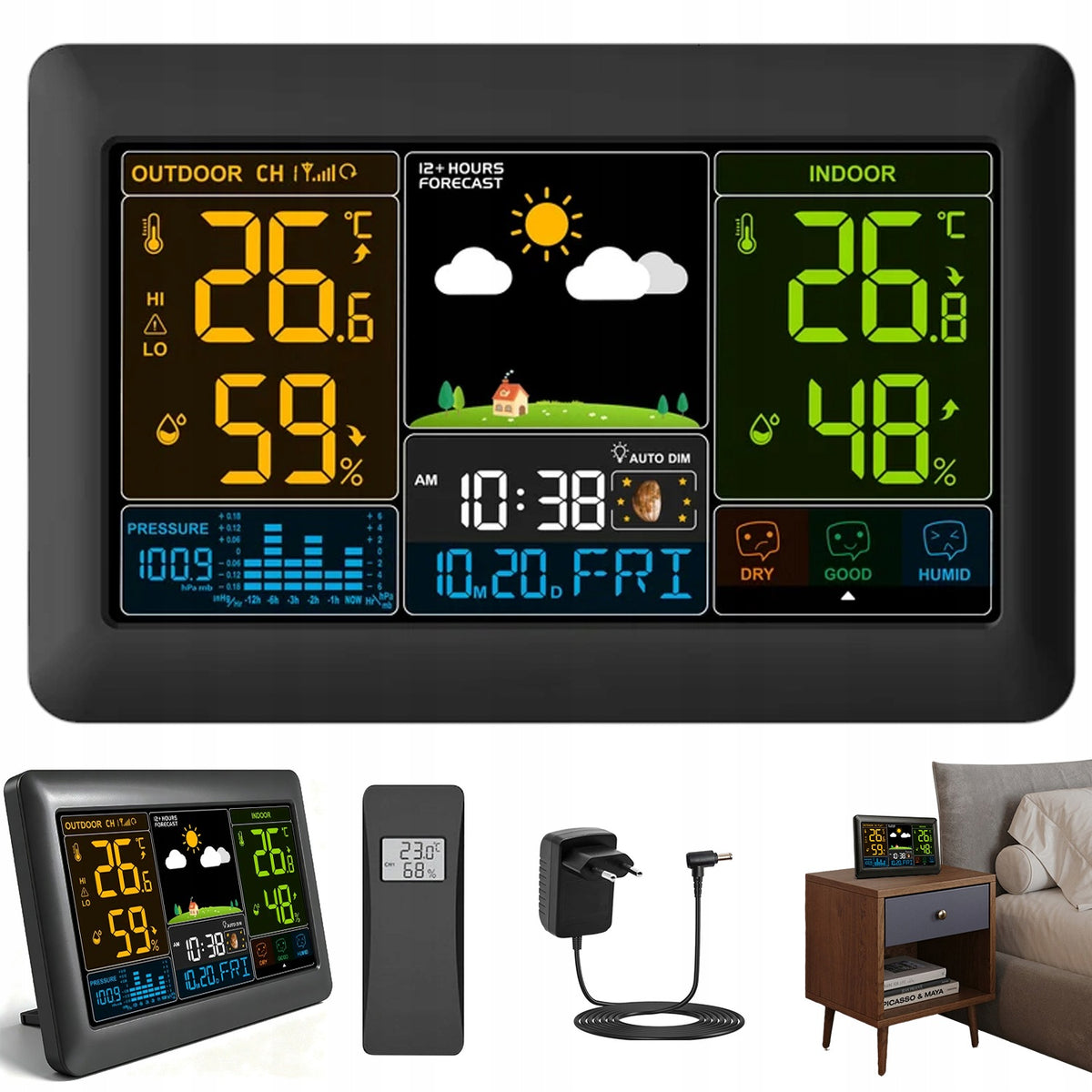 WEATHER STATION WIRELESS COLOR DISPLAY WITH ALARM