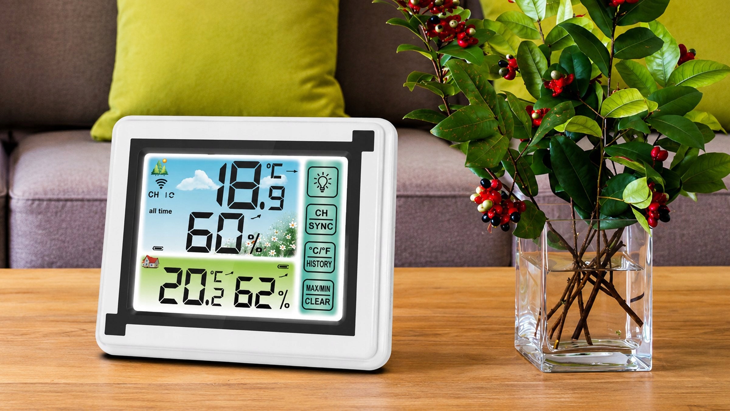 WEATHER STATION WIRELESS LCD HUMIDITY HYGROMETER THERMOMETER Packaging status original