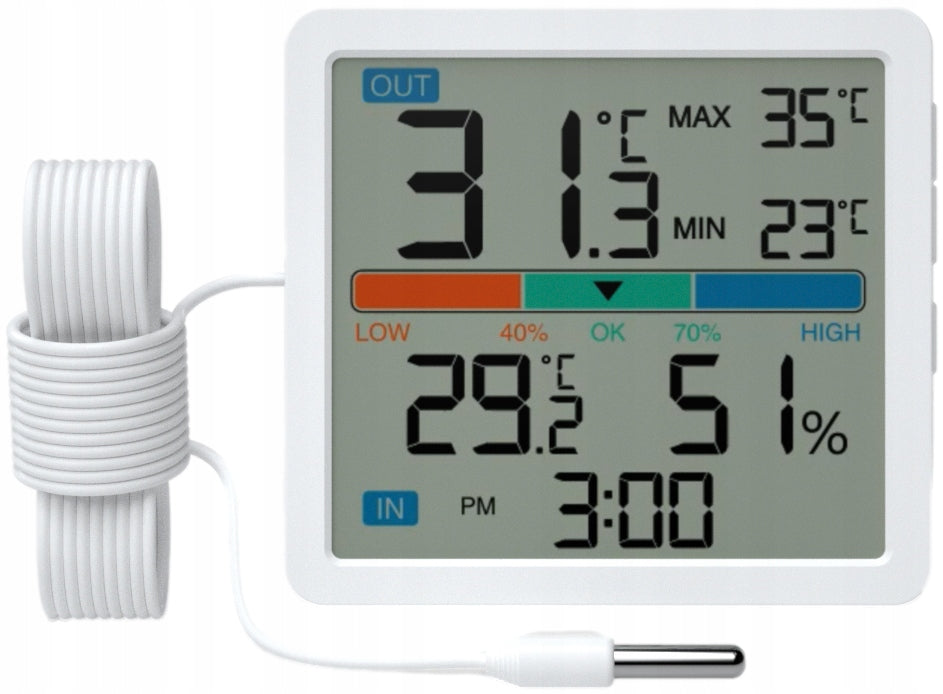 WEATHER STATION WIRELESS MANTA THERMOMETER HYGROMETER CLOCK DATE BATTERY OPERATED Packaging status original