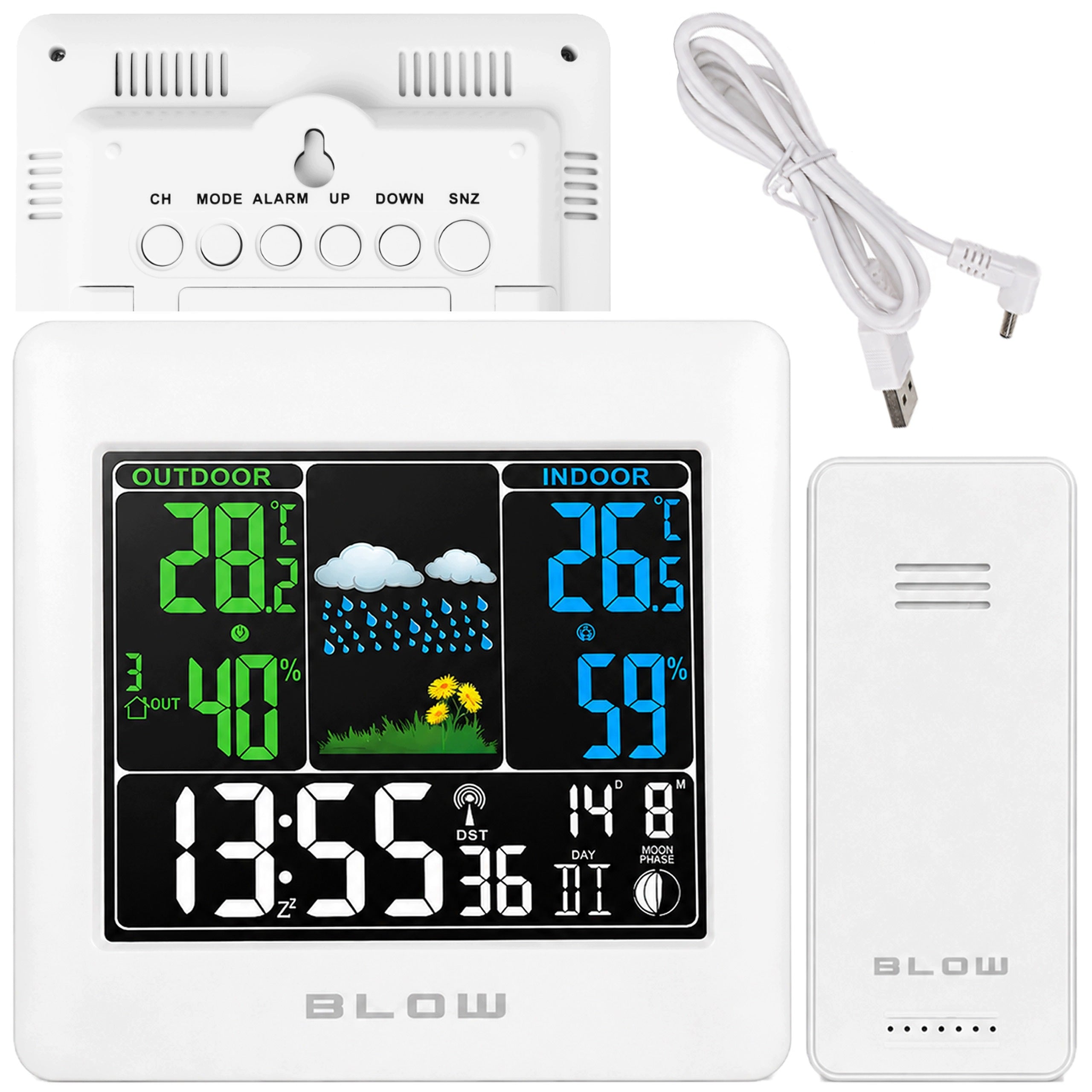 WEATHER STATION WIRELESS WEATHER HYGROMETER THERMOMETER CLOCK SENSOR DATE