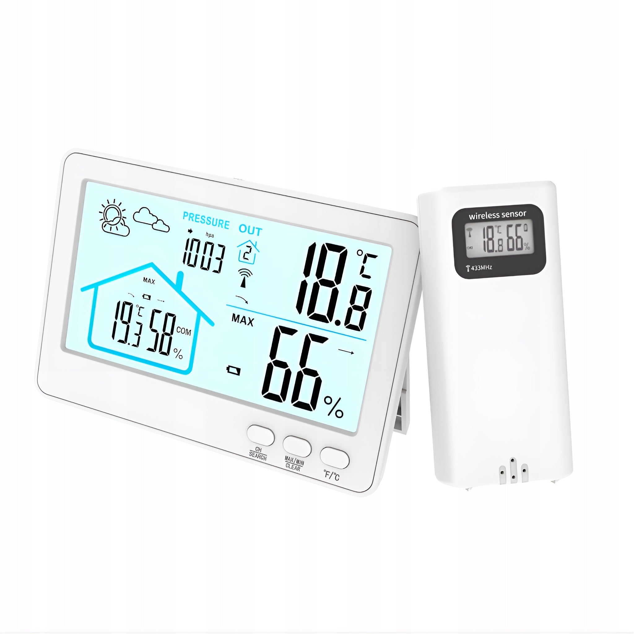 WEATHER STATION WIRELESS WITH PROBE THERMOMETER EXTERNAL BAROMETER HYGROMETER