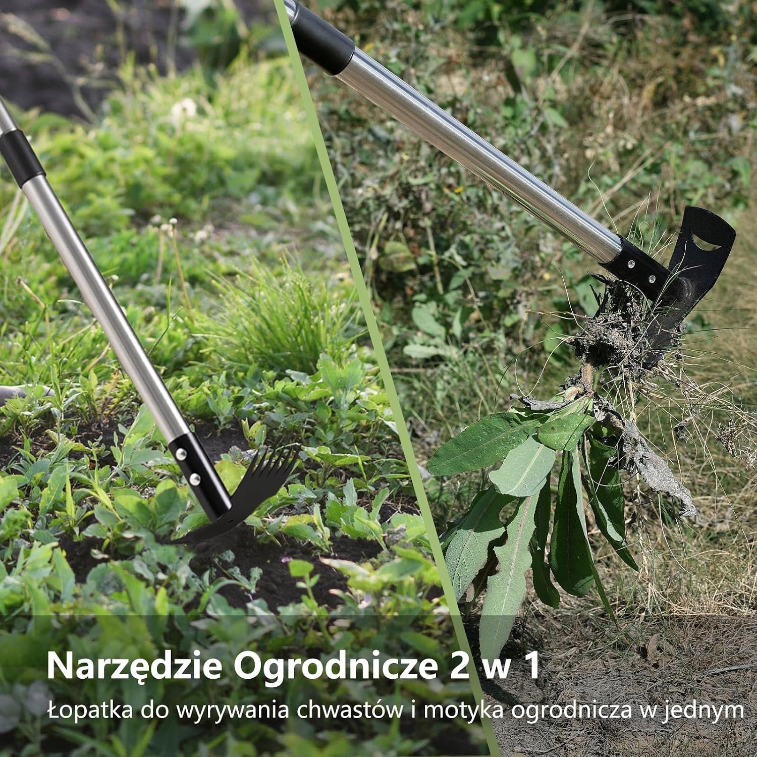 WEED PICKER 2IN1 RAKE HOE 148CM LONG HANDLE Brand IK
