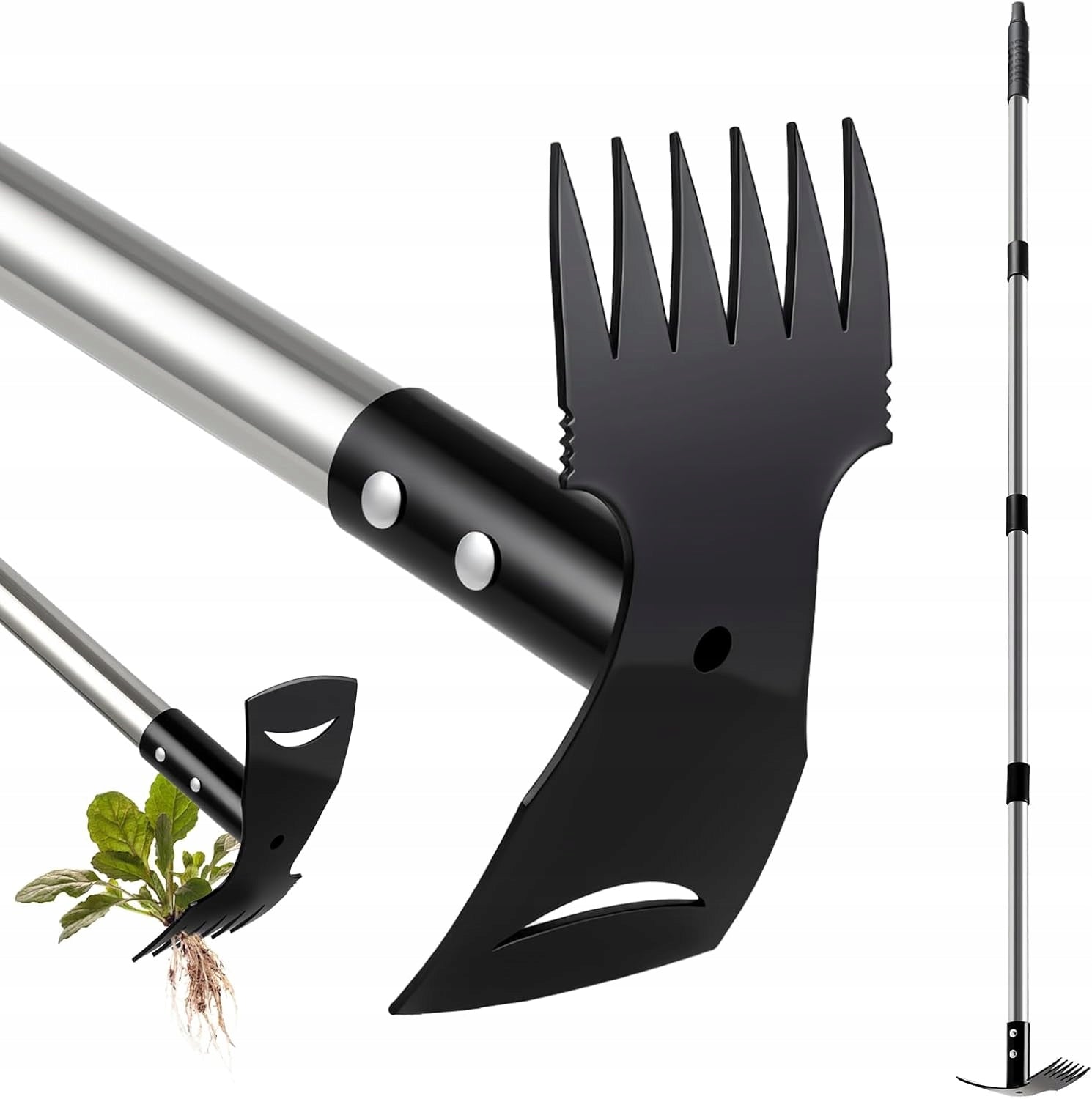 WEED PICKER 2IN1 RAKE HOE 148CM LONG HANDLE