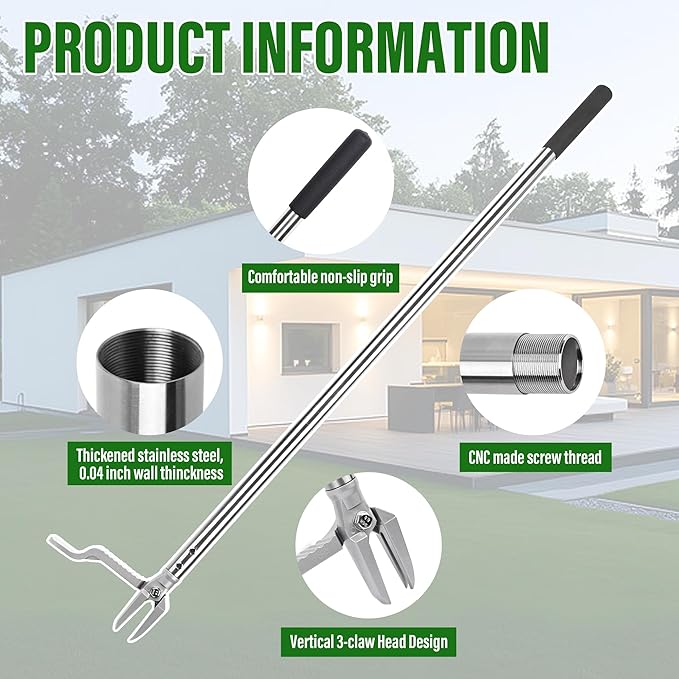 WEED PULLER TELESCOPIC ADJUSTABLE GARDEN CUTTER METAL STRONG EAN (GTIN) 5906349277903