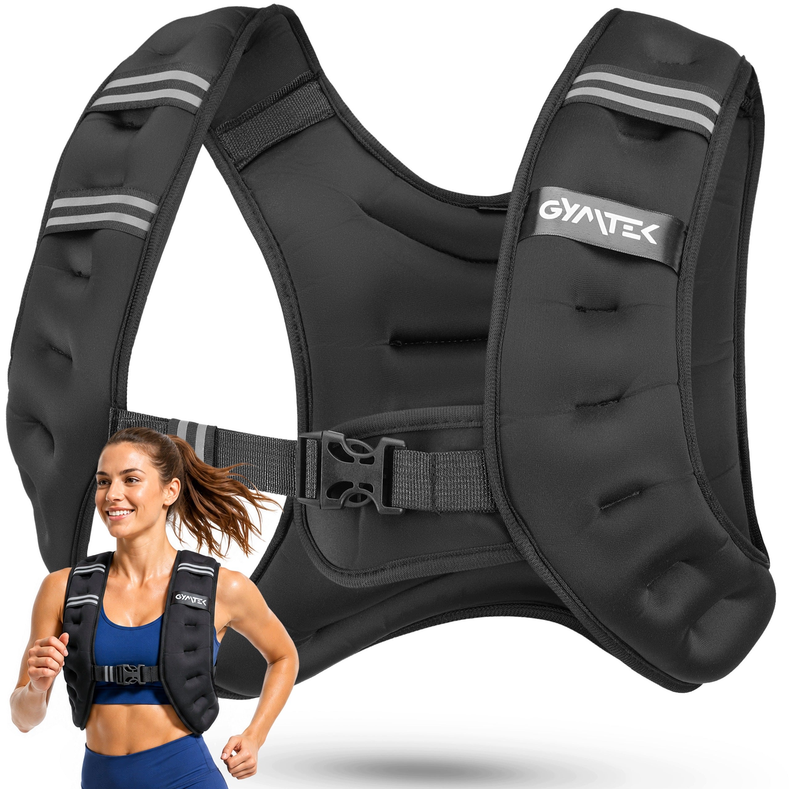 WEIGHTED VEST 5KG TRAINING ADJUSTABLE COMFORTABLE CLASP GYMTEK