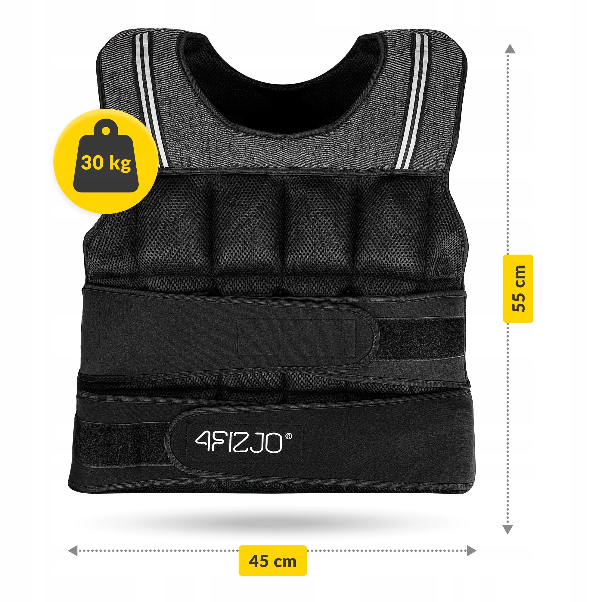 WEIGHTED VEST WITH TRAINING LOAD FOR STRENGTH PULL-UP 30 KG Color black