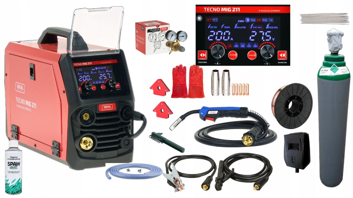 WELDER Migomat Ideal TECNO MIG 211 S PULSE ALU SYNERGIC Cylinder set