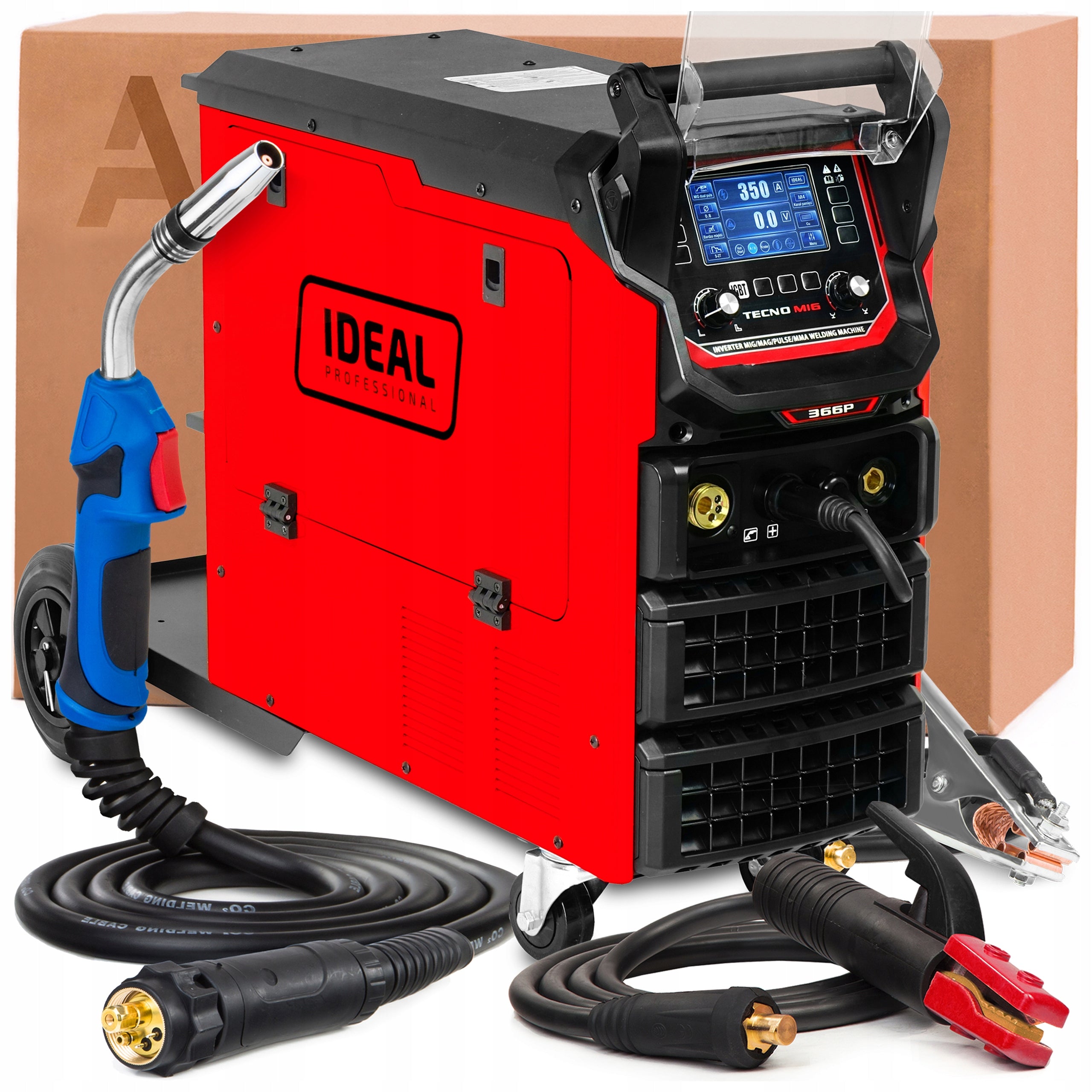 WELDING MACHINE IDEAL TECNO MIG 366 PULSE SYNERGIC LCD 400V 350A MMA SOLDERING