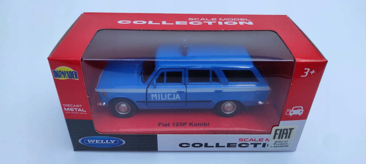 WELLAS Fiat 125P Estate militia Metal Model WELLY Scale 1:34-1:39 Manufacturer code 70296046