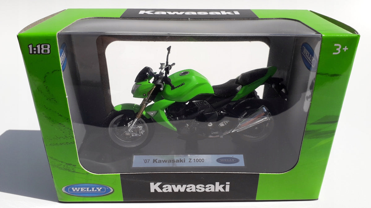 WELLAS Kawasaki Z 1000 2007 Green Coffee Metal Model WELLY 1:18 Manufacturer code 000001264