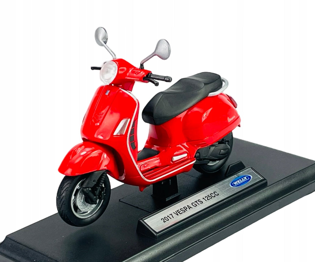 WELLY 2017 VESPA GTS 125CC 1:18 MOTORCYCLE SCOOTER WITH STAND WELLY
