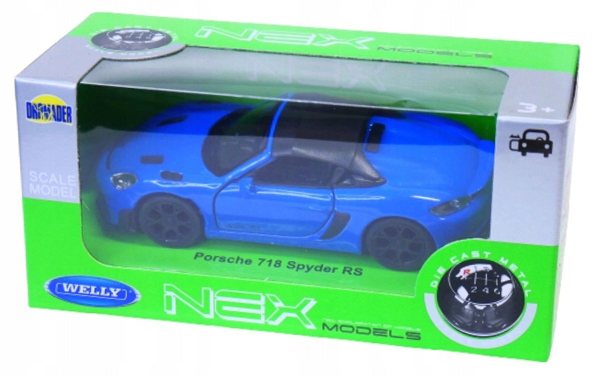 WELLY Porsche 718 Spyder RS Blue Metal WELLY 1:34 Manufacturer code 204023