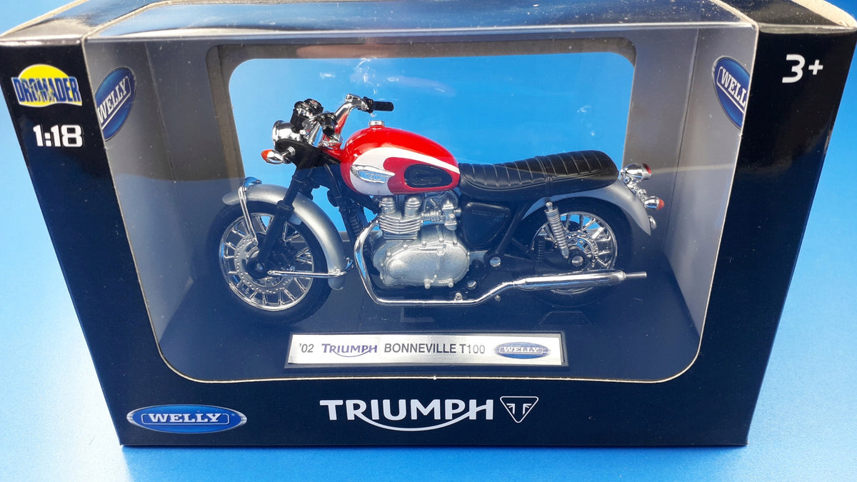 WELLY TRIUMPH BONNEVILLE T100 2002 Red Metal Motorcycle WELLY 1:18 Manufacturer code 29123604