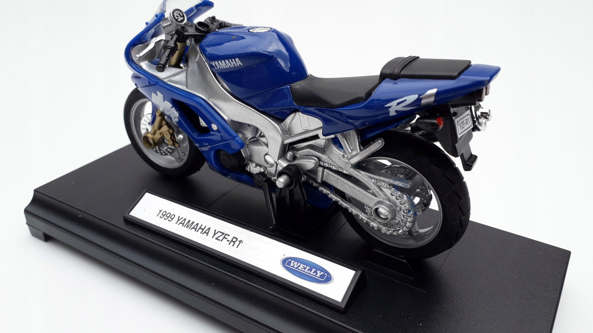 WELLY YAMAHA YZF-R1 1999 Blue Motorcycle Metal Model WELLY 1:18 Brand Welly