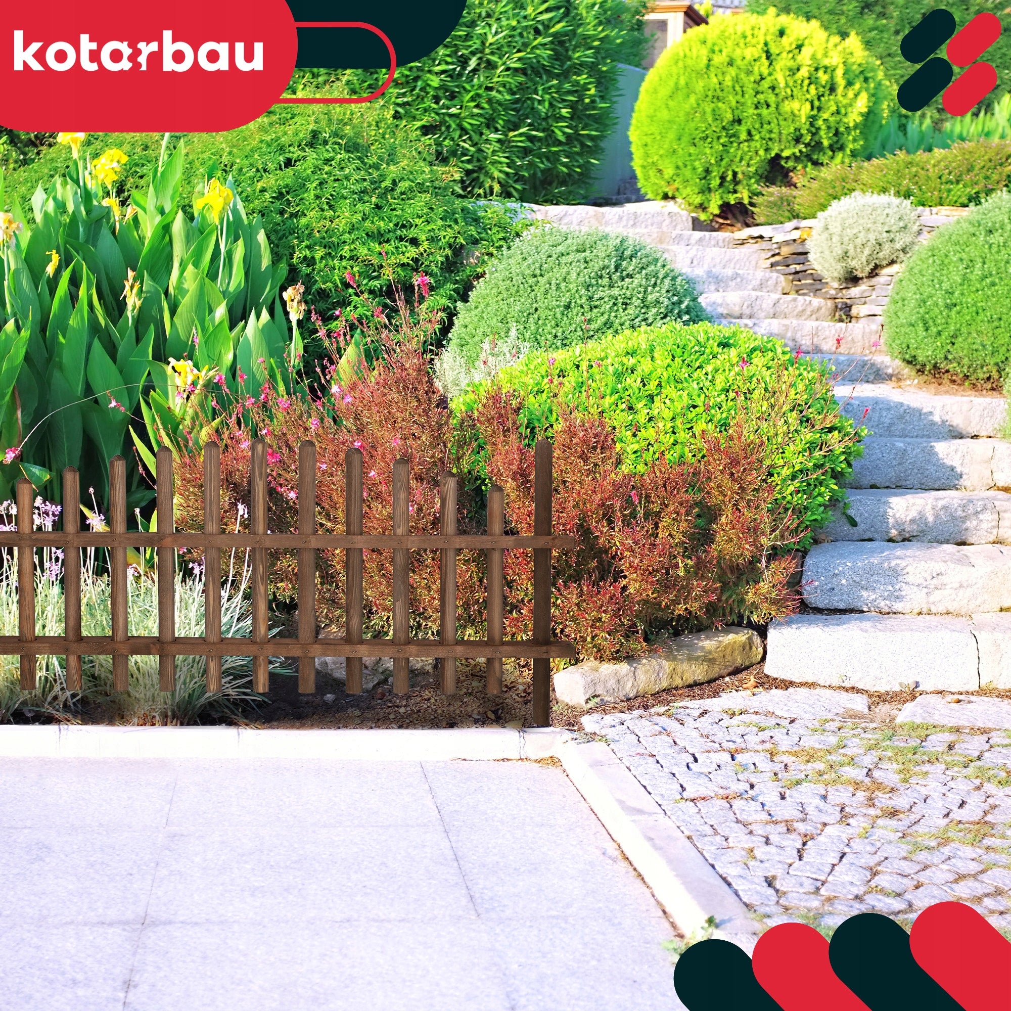 WENGE FENCE 85 LAWN GARDEN FENCE WOODEN HAMMERED PALISADE EDGING Manufacturer Kotarbau