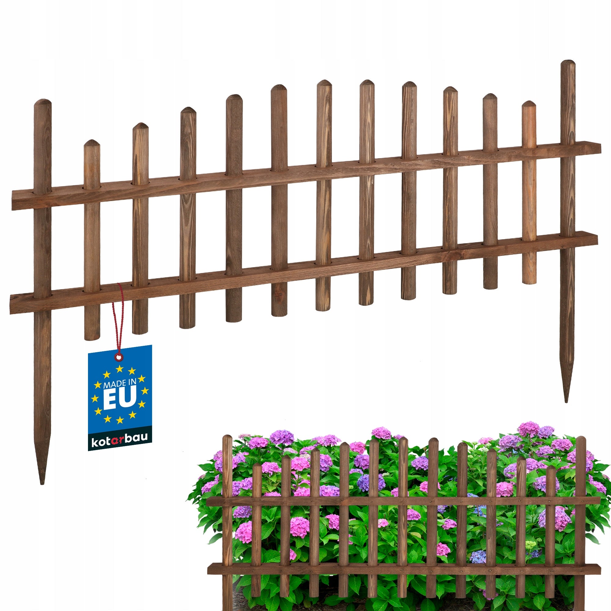 WENGE FENCE 85 LAWN GARDEN FENCE WOODEN HAMMERED PALISADE EDGING