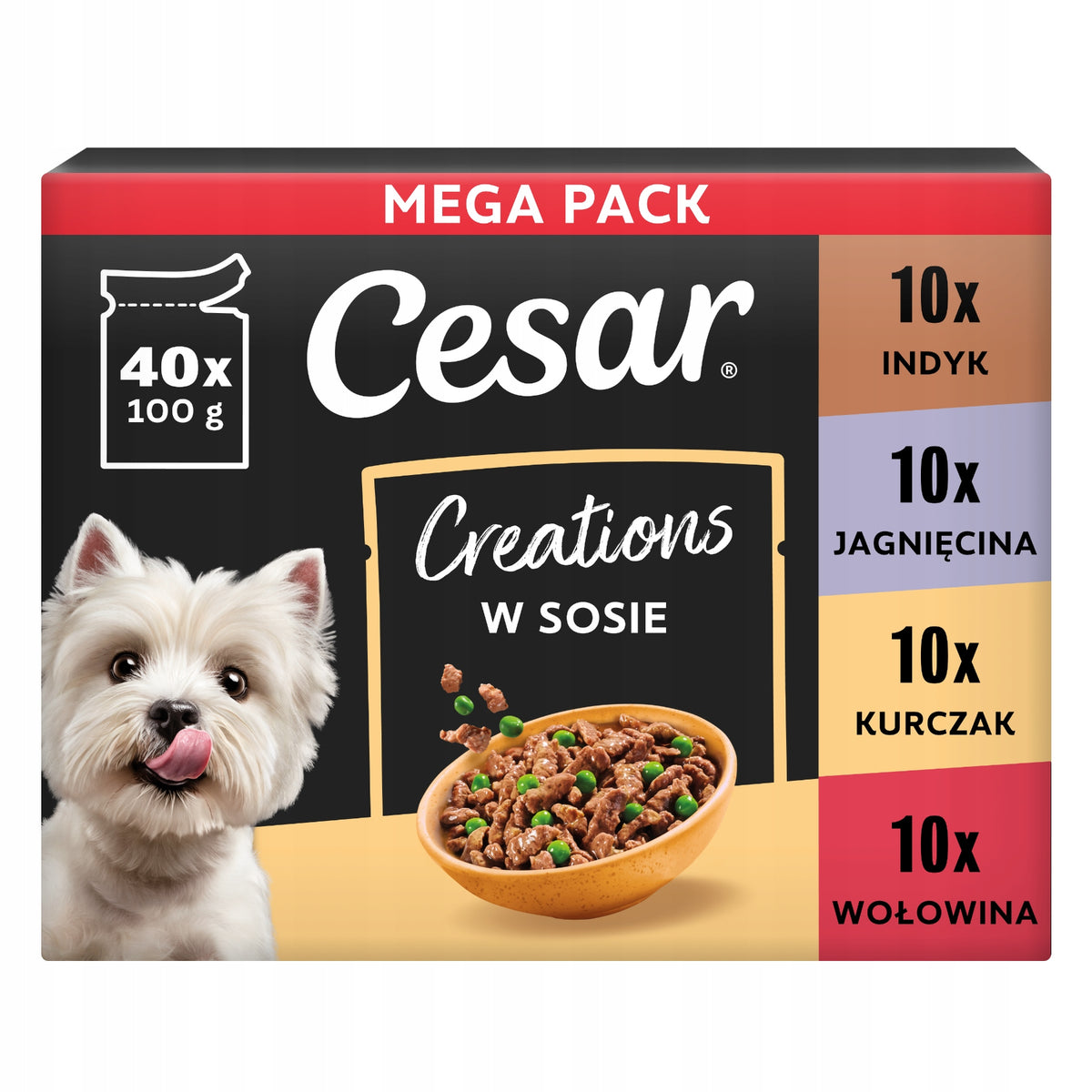 WET DOG FOOD CESAR CREATIONS SACHETS IN SAUCE 40x100g Brand Cesar