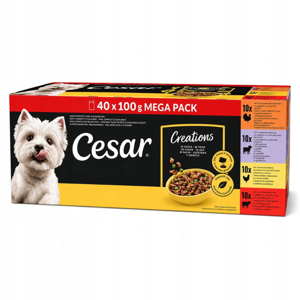 WET DOG FOOD CESAR CREATIONS SACHETS IN SAUCE 40x100g