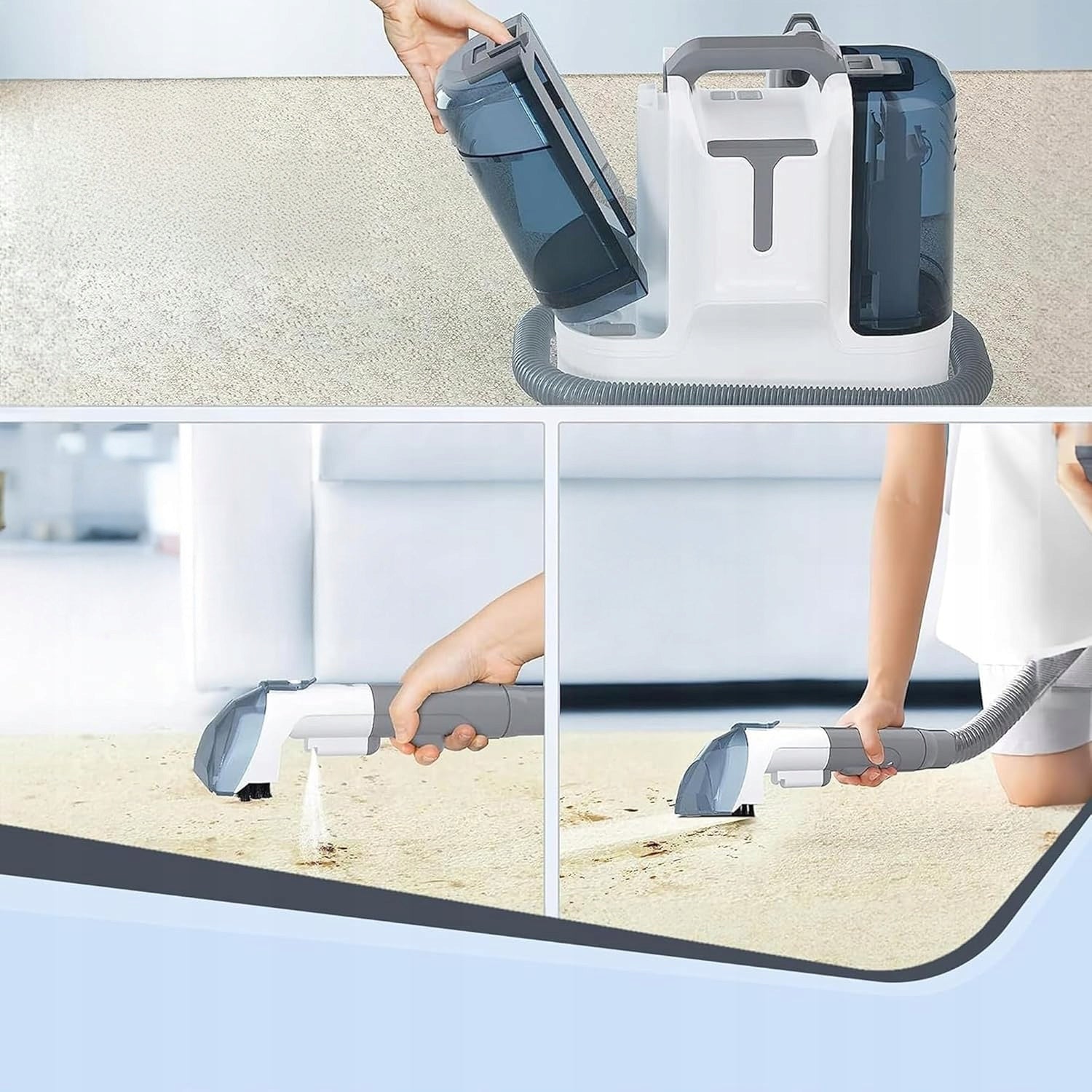 WET DRY VACUUM CLEANER 1.8L+0.6L 450W FOR UPHOLSTERY CARPETS 6 HEADS Brand Bedee
