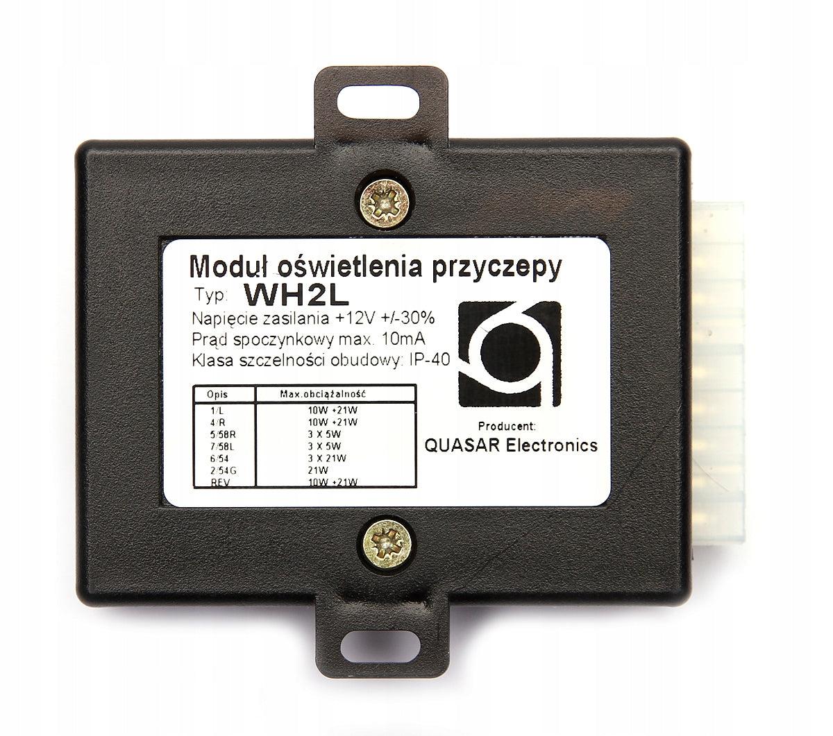 WH2L 13-8-Pin module with support for reversing lights Product weight with unit packaging 1 kg