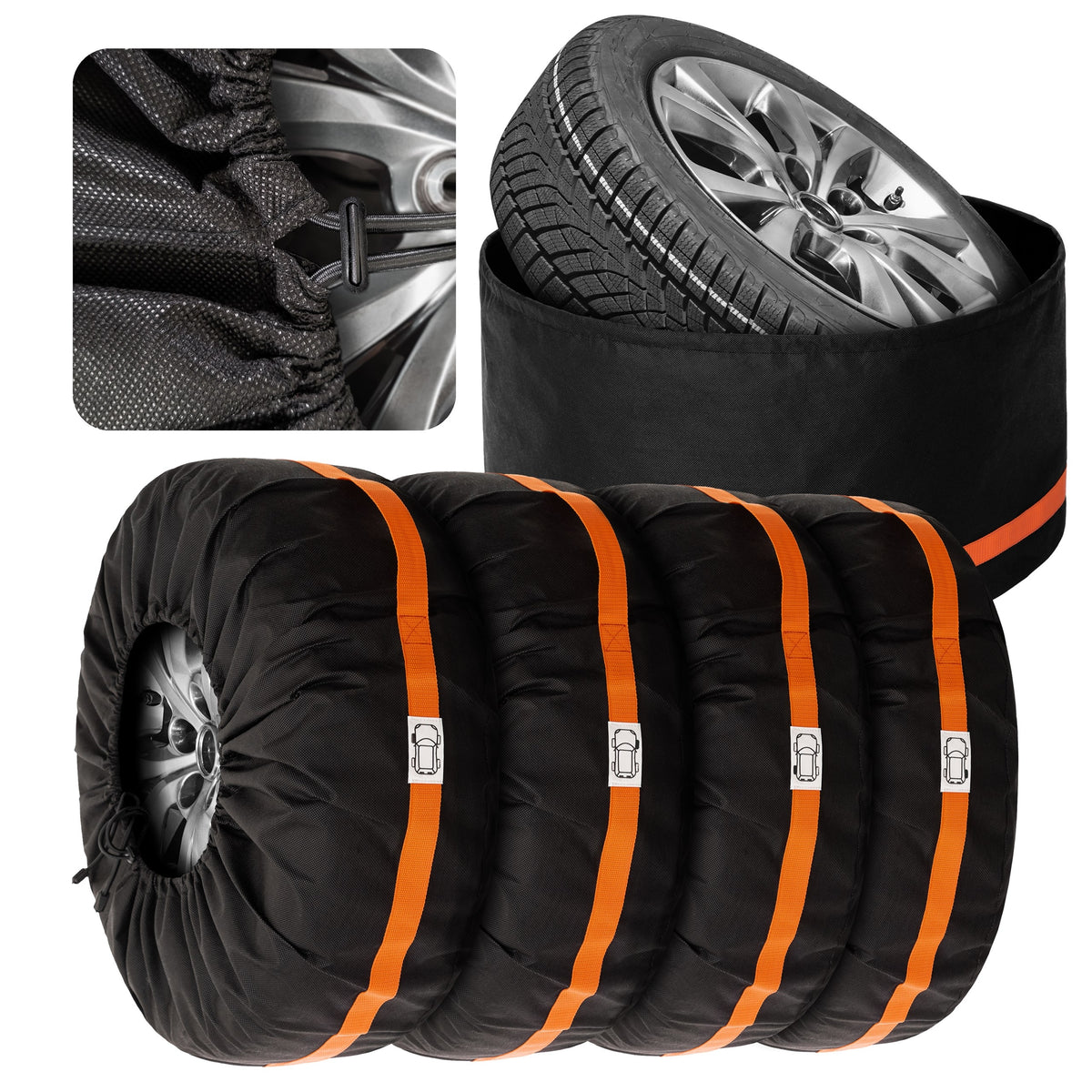 WHEEL COVERS 4 Pcs Tyre Covers 17-20 Inches Rim Bag Black