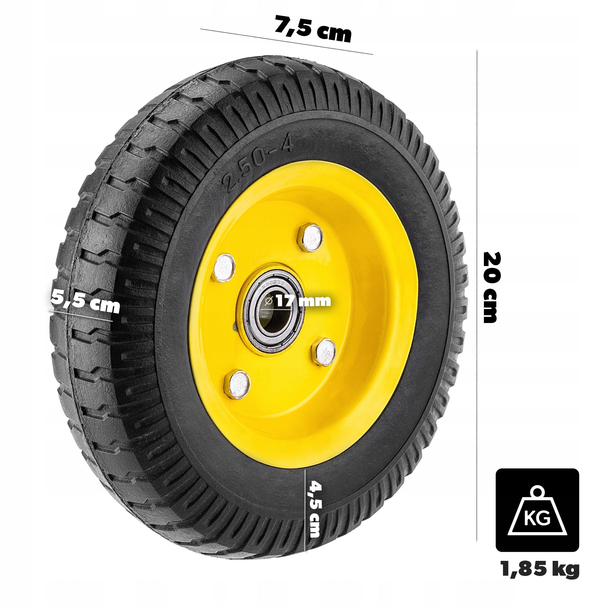 WHEEL FOR TROLLEY 200x55mm 2.50-4 WHEELBARROWS FULL FOAM STRONG TUBELESS Manufacturer code K16357_4