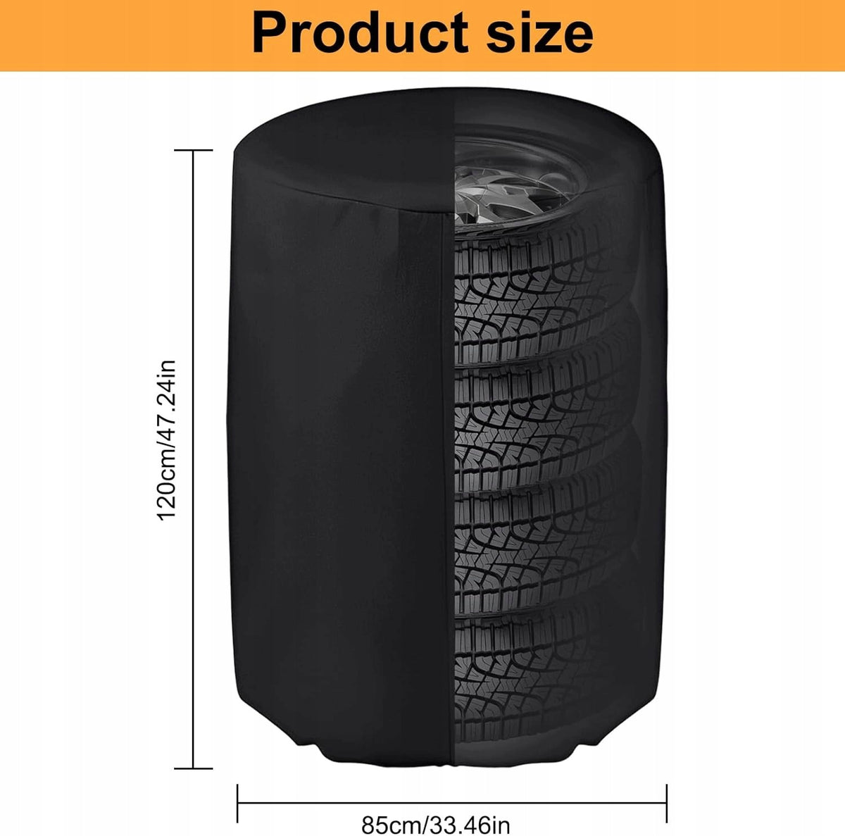 WHEEL TIRE COVER 4 PCS WATERPROOF OXFORD 85x120 cm ZIPPER Product weight with unit packaging 0.8 kg