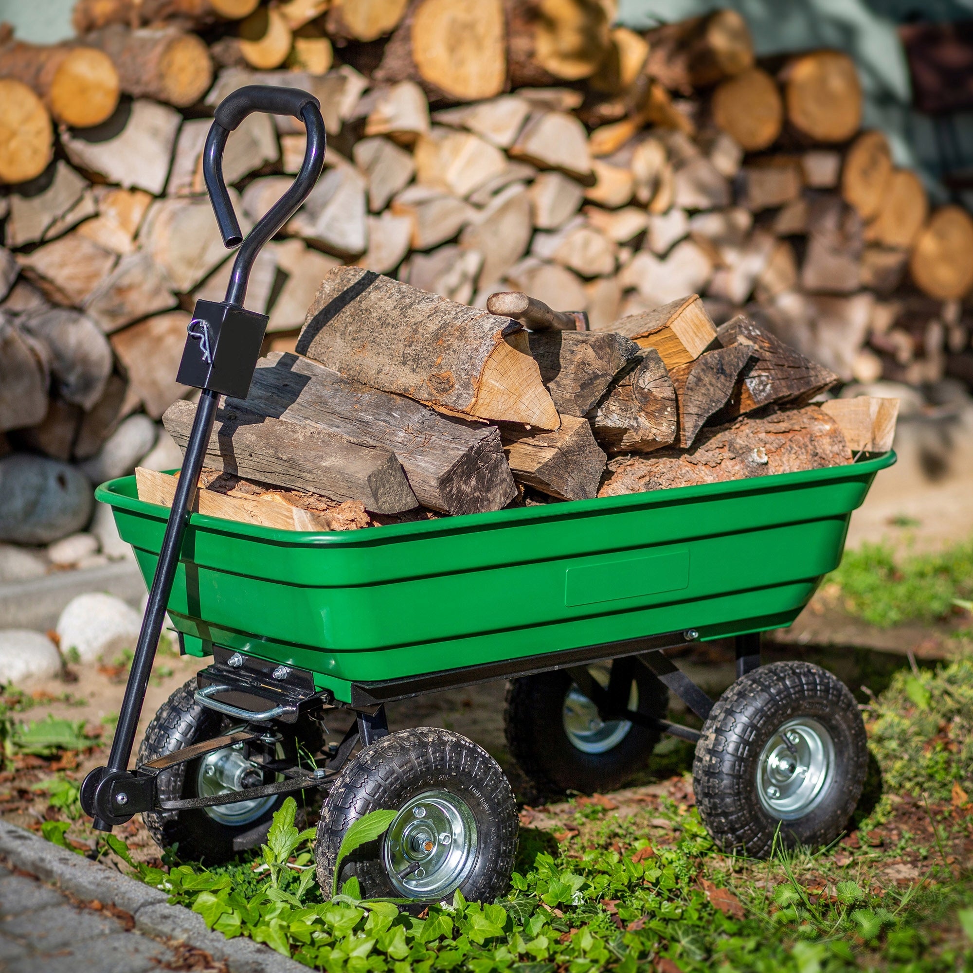 WHEELBARROW GARDEN TROLLEY 300kg TRANSPORT TIPPER STRONG WHEELBARROW TRAILER Capacity 90 l