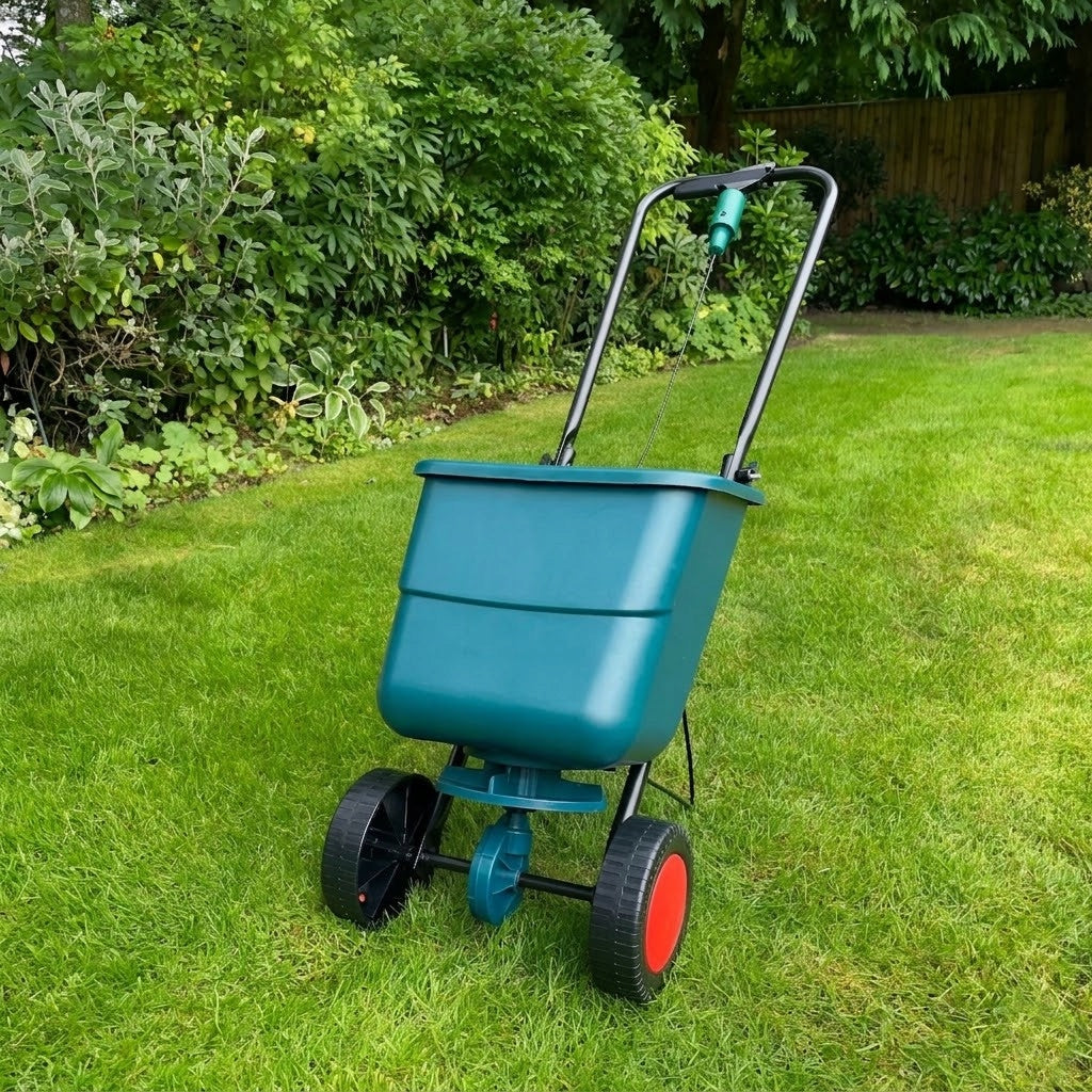 WHEELBARROW SEED DRILL ON WHEELS FOR SPREADING SEEDS AND ADJUSTABLE FERTILIZER Brand no brand