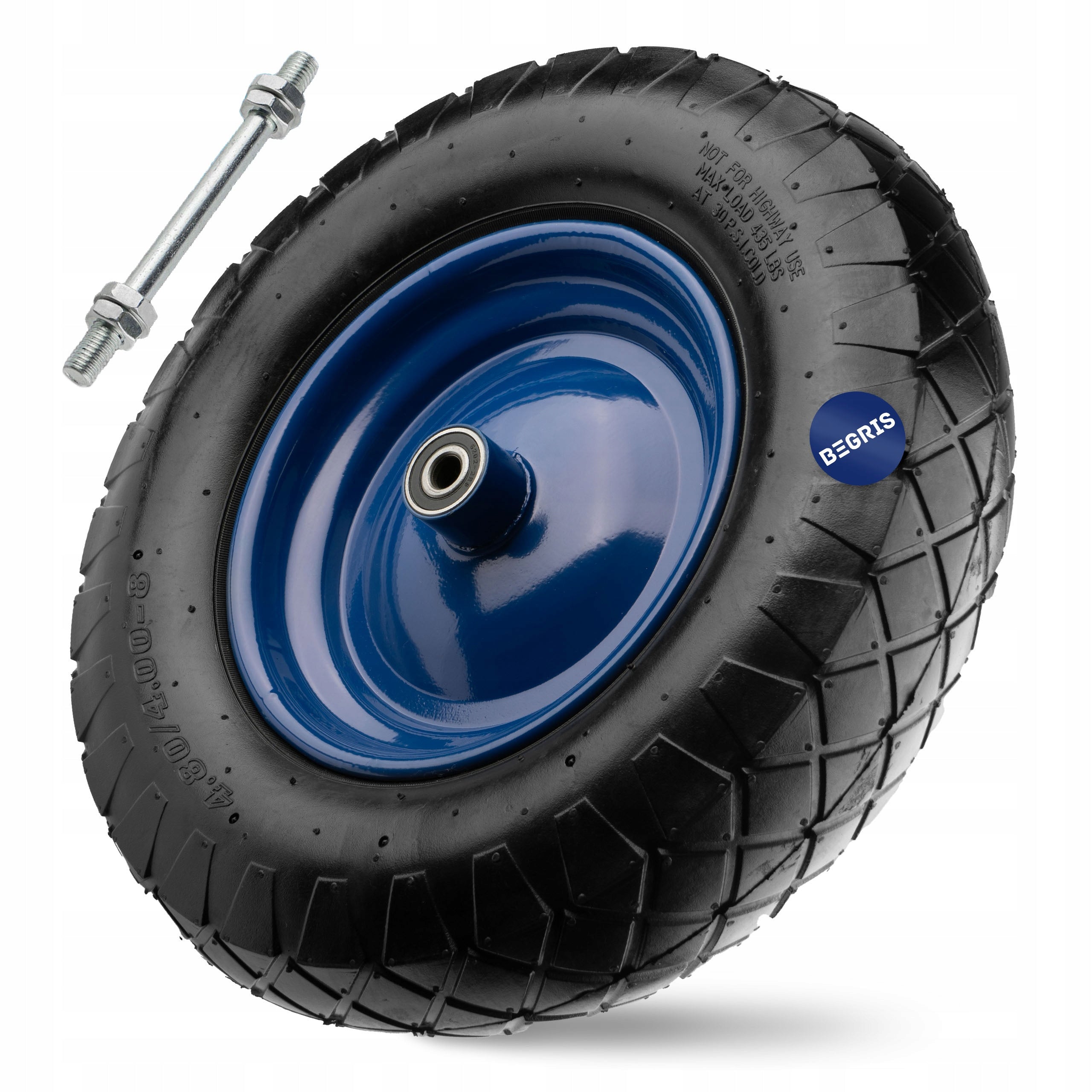 WHEELBARROW WHEEL Begris 4.00 8 400 8 400x8 4PR Pumped with inner tube Strong 250kg