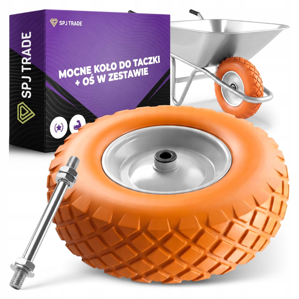 WHEELBARROW WHEEL FULL IMPENETRABLE 4.00-8 STEEL BEARING RIM 12 MM