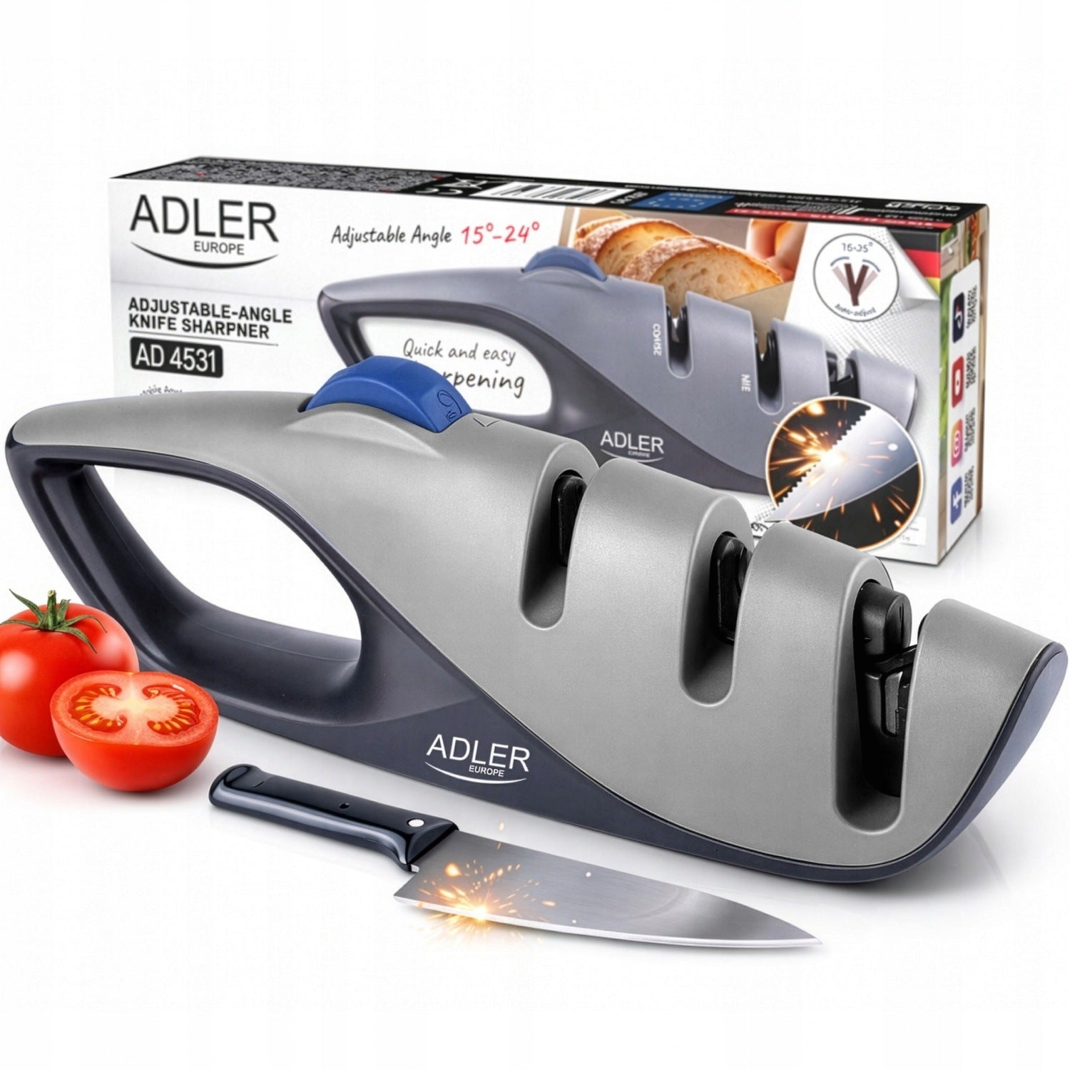 WHETSTONE KNIFE SHARPENER WITH ADJUSTABLE ANGLE 15-24° SERRATED SHEARS
