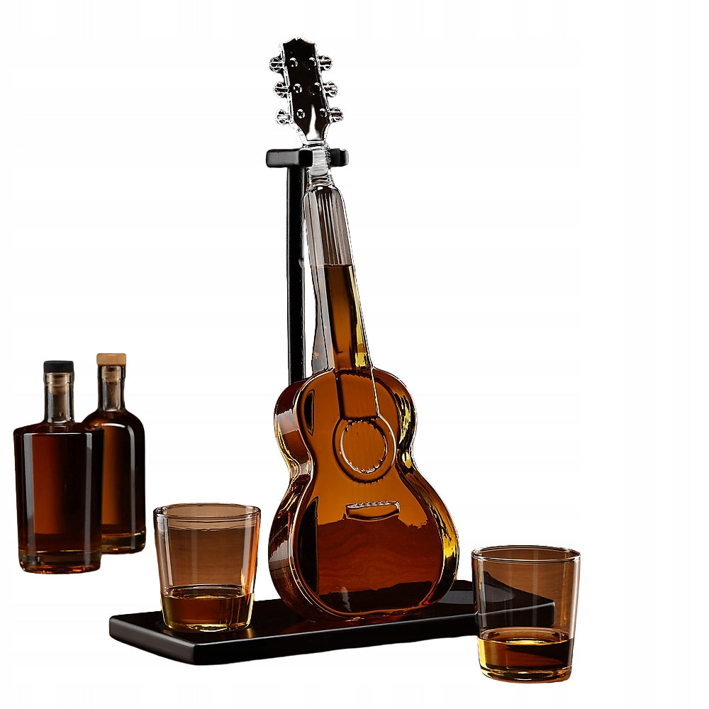 WHISKEY DECANTER GUITAR GIFT SET GLASSES gift for guitarist Packaging status original