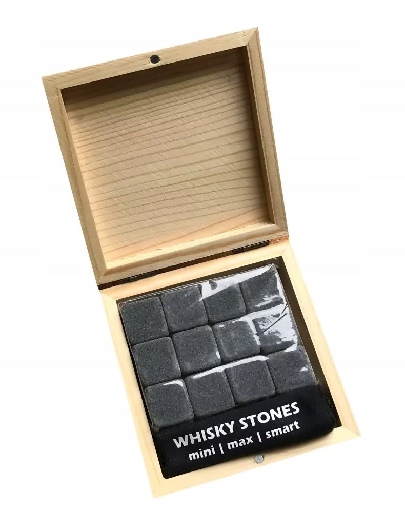 WHISKEY Drink Stones IN WOODEN CUBE PACKAGING 12pcs for GIFT Manufacturer code 250527005